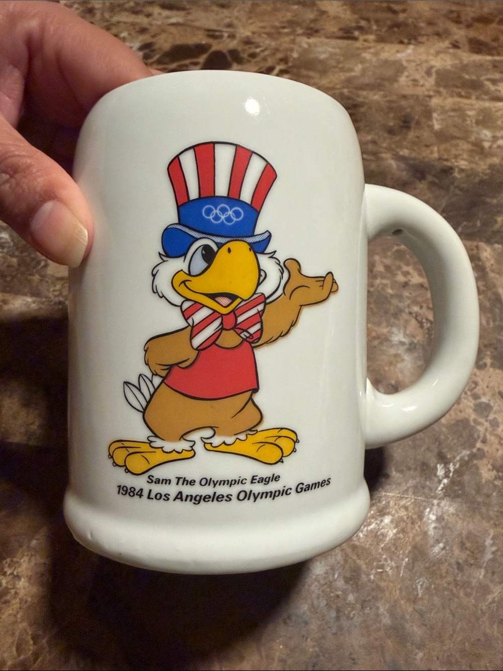 Sam The Olympic Eagle 1984 Los Angeles Ceramic Coffee Mug - White